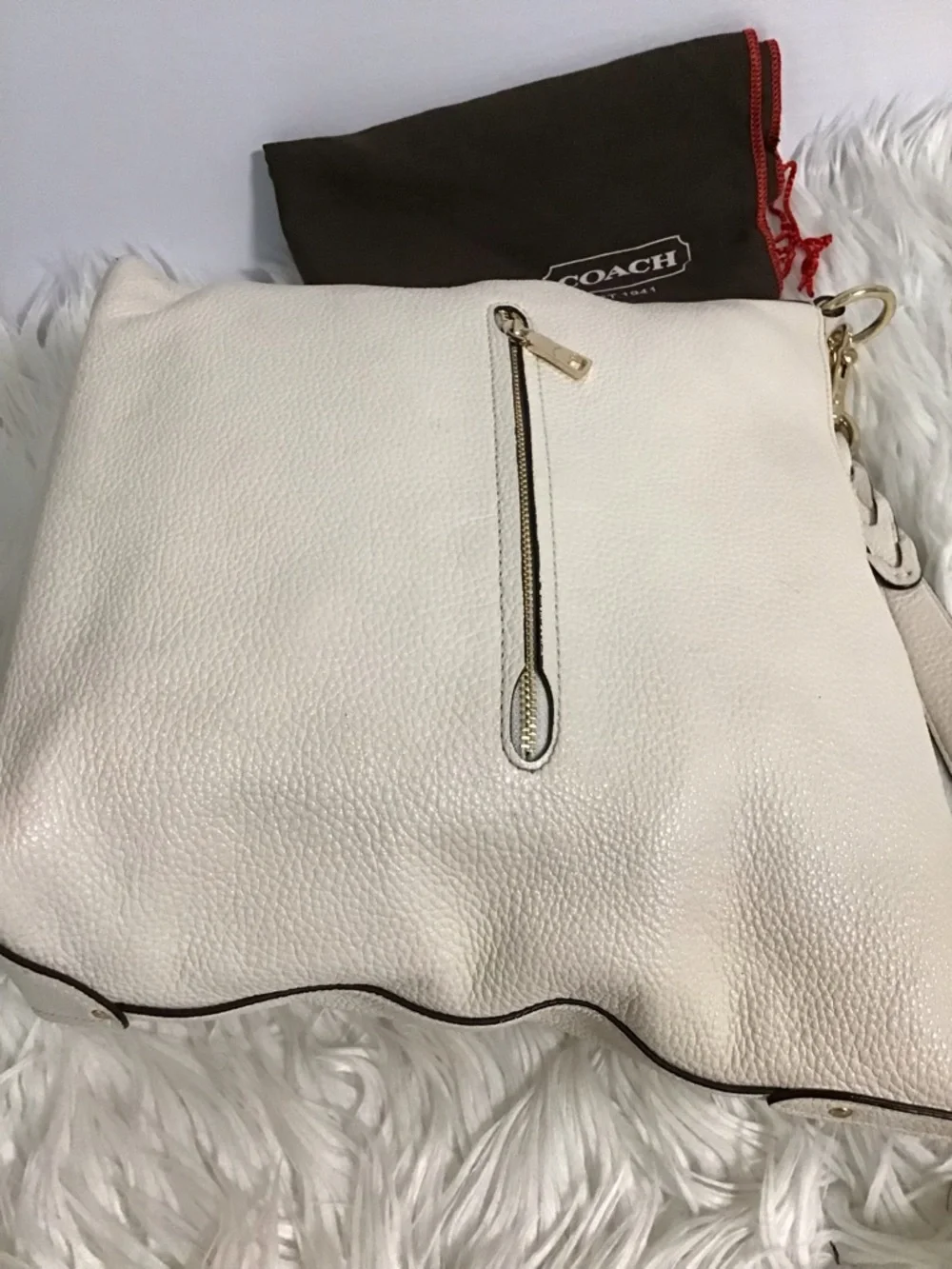 Coach Ivory  Chalk Leather Abby Duffle Shoulder Bag EUC Dustbag